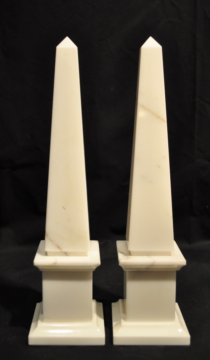 white carrara obelisks